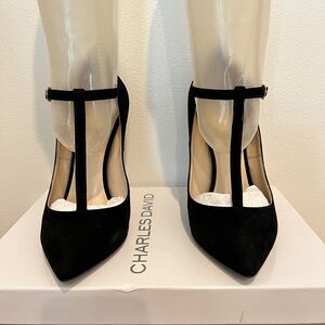 Charles David Black T-Strap Heels